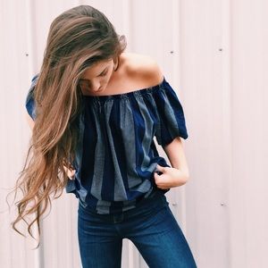 OFF THE SHOULDER STRIPED TOP